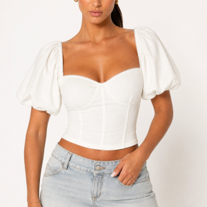 Jersey Knit Puff-Sleeve Top