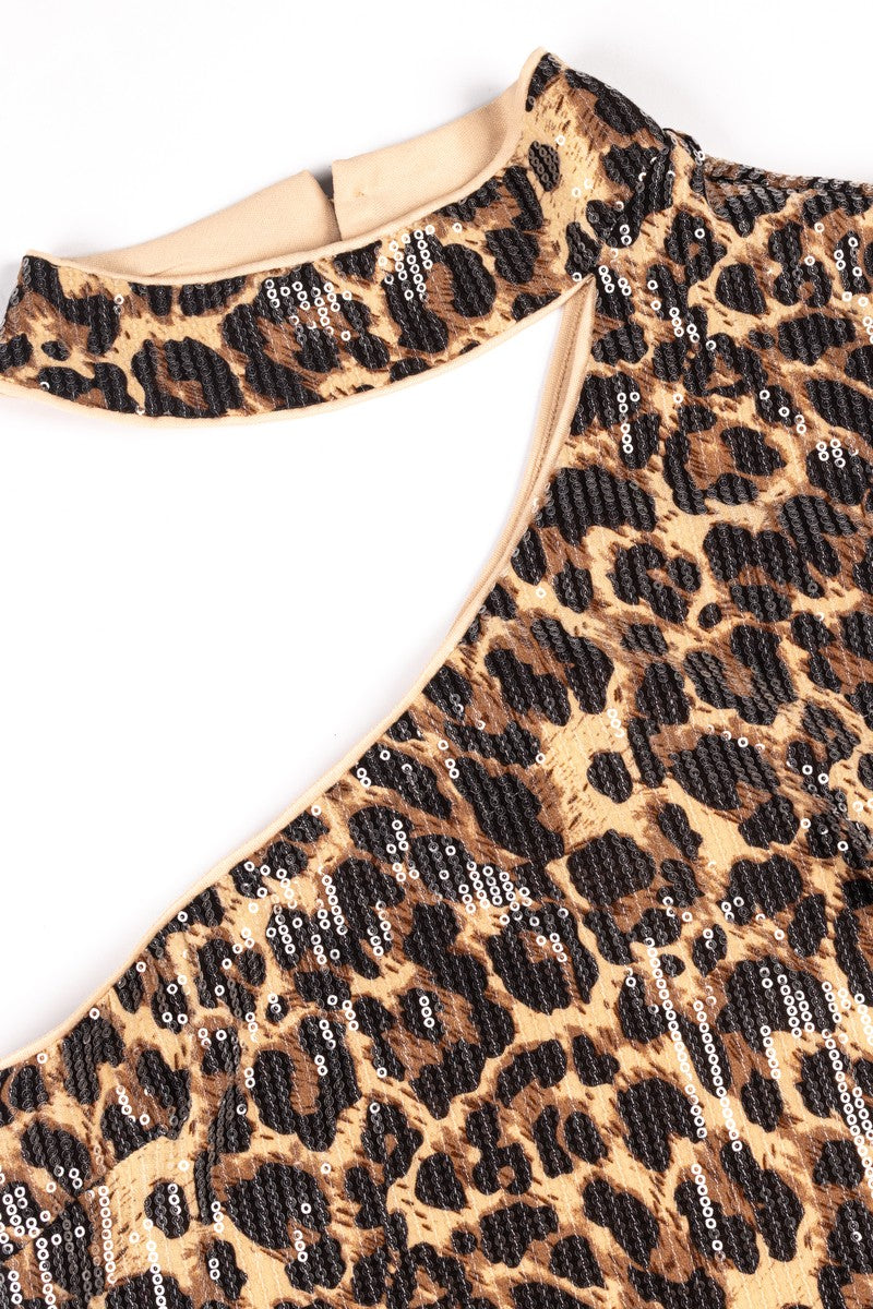 Sequin One-Shoulder Leopard Mini Dress - Image 6