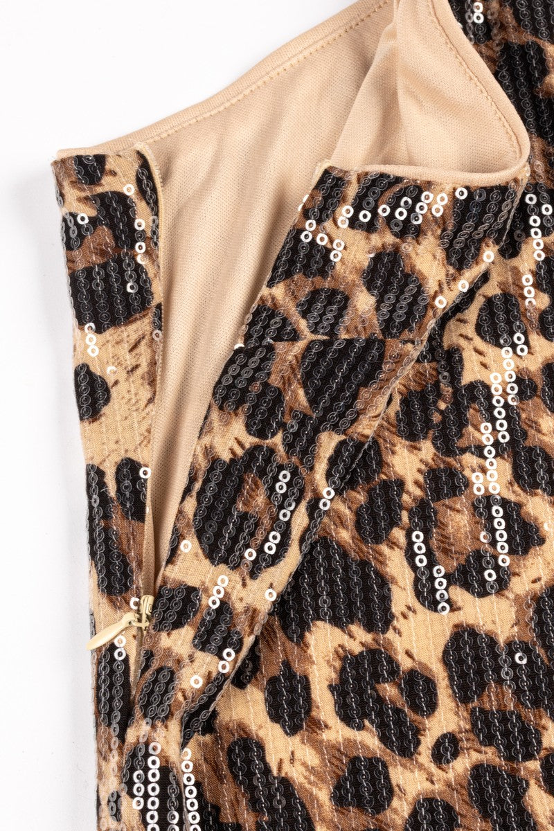 Sequin One-Shoulder Leopard Mini Dress - Image 9