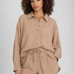 Lightweight Long Sleeve Shirt With Matching Shorts