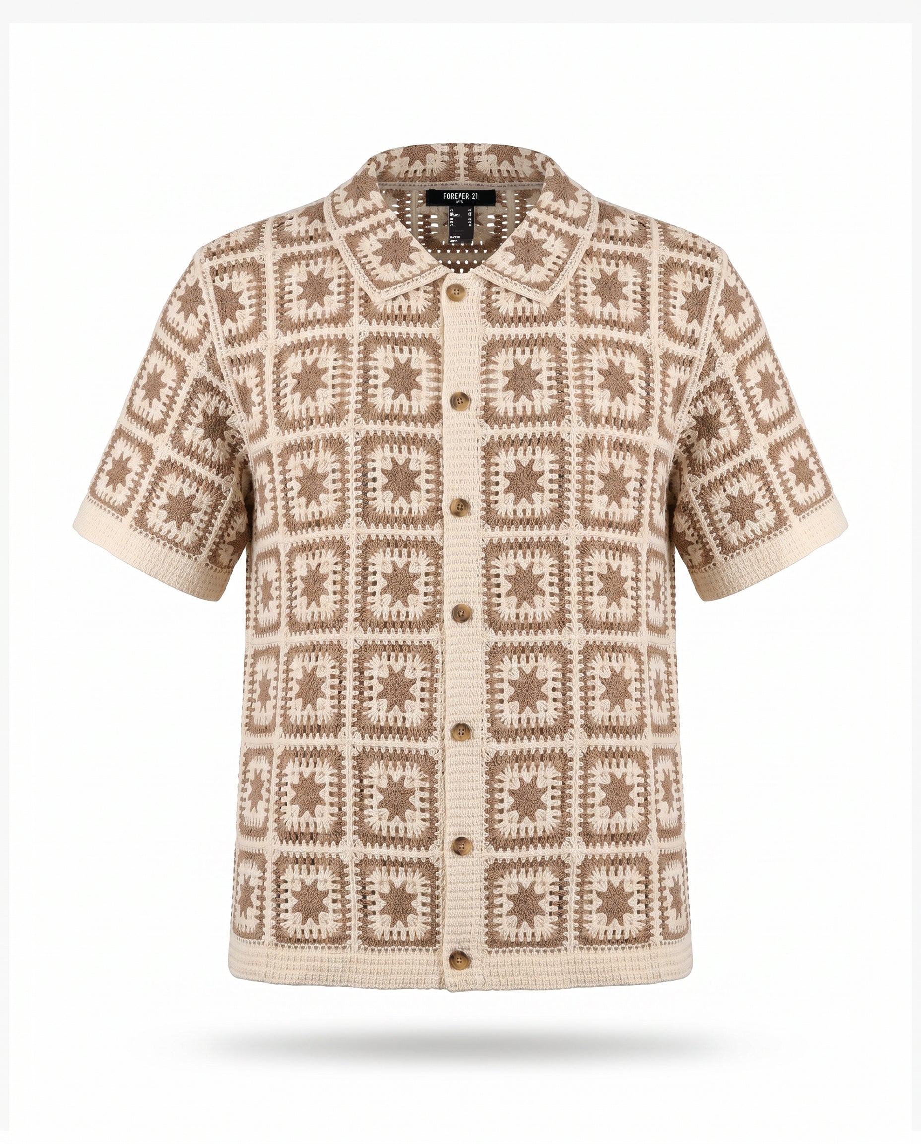 Crochet Short Sleeve Button Down Shirt - Image 2