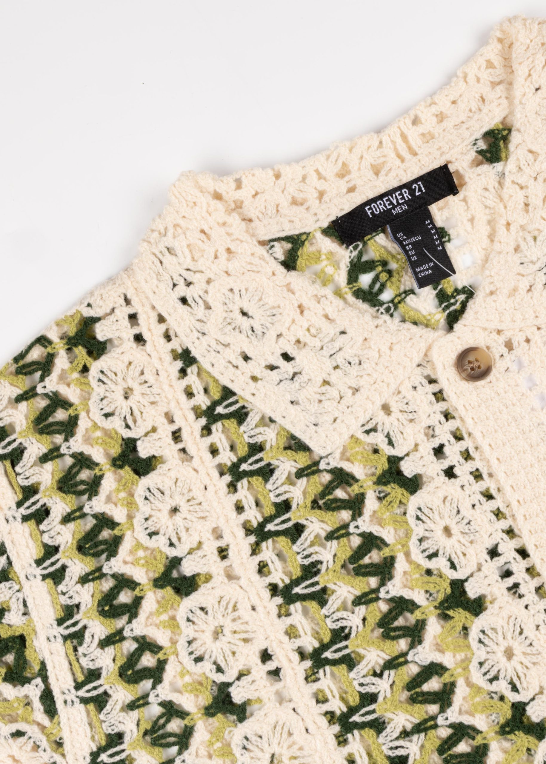 Striped Crochet Short Sleeve Button Down Shirt - Image 5