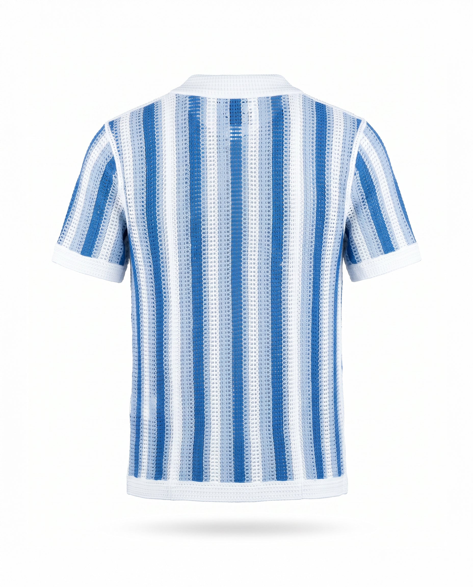 Striped Open Knit Button Down Shirt - Image 3