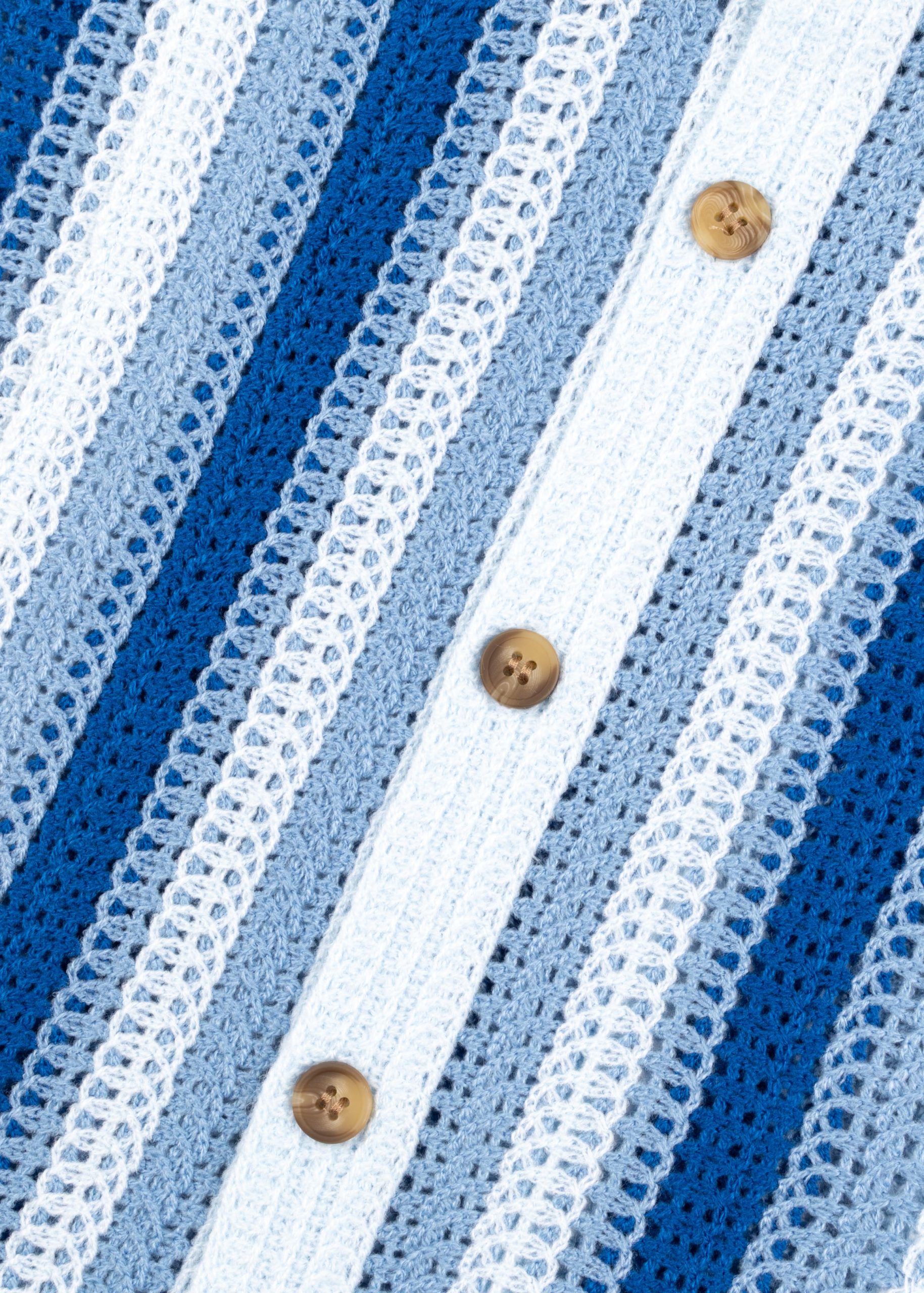 Striped Open Knit Button Down Shirt - Image 4