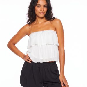 Strapless Tiered Ruffle Top