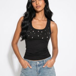 Beaded Scoop Neck Tank Top