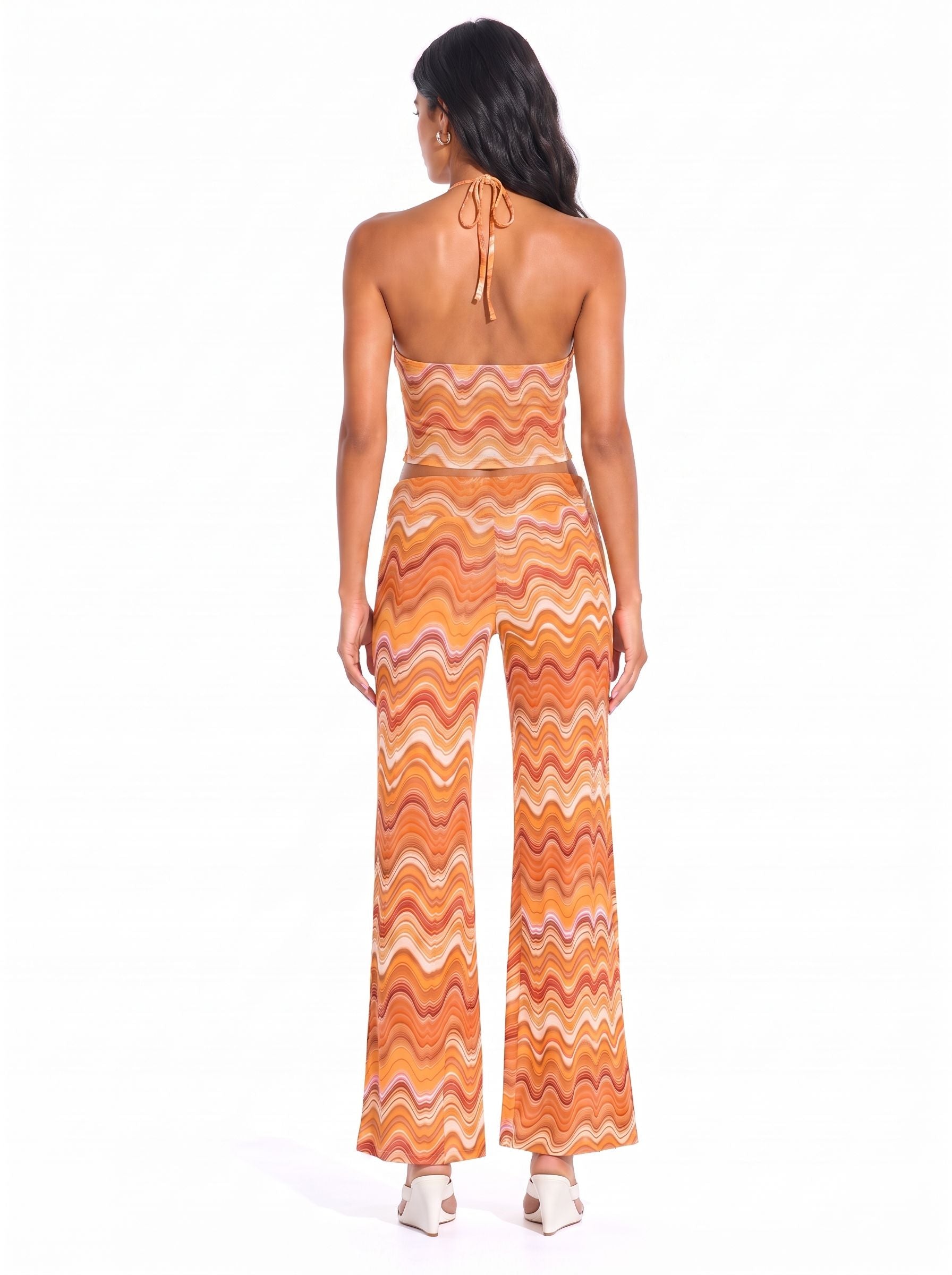 Chevron Halter Top and Wide-Leg Pant Set - Image 5