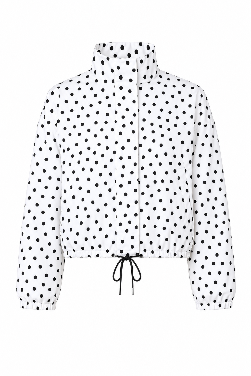 Polka Dot Drawstring Cropped Jacket - Image 6