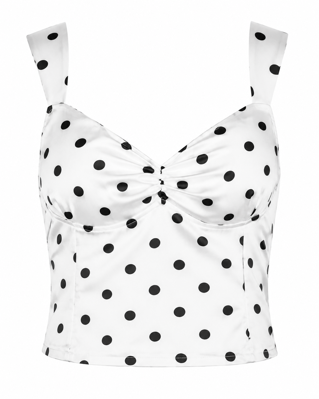 Polka Dot Ruched Bustier Top - Image 3