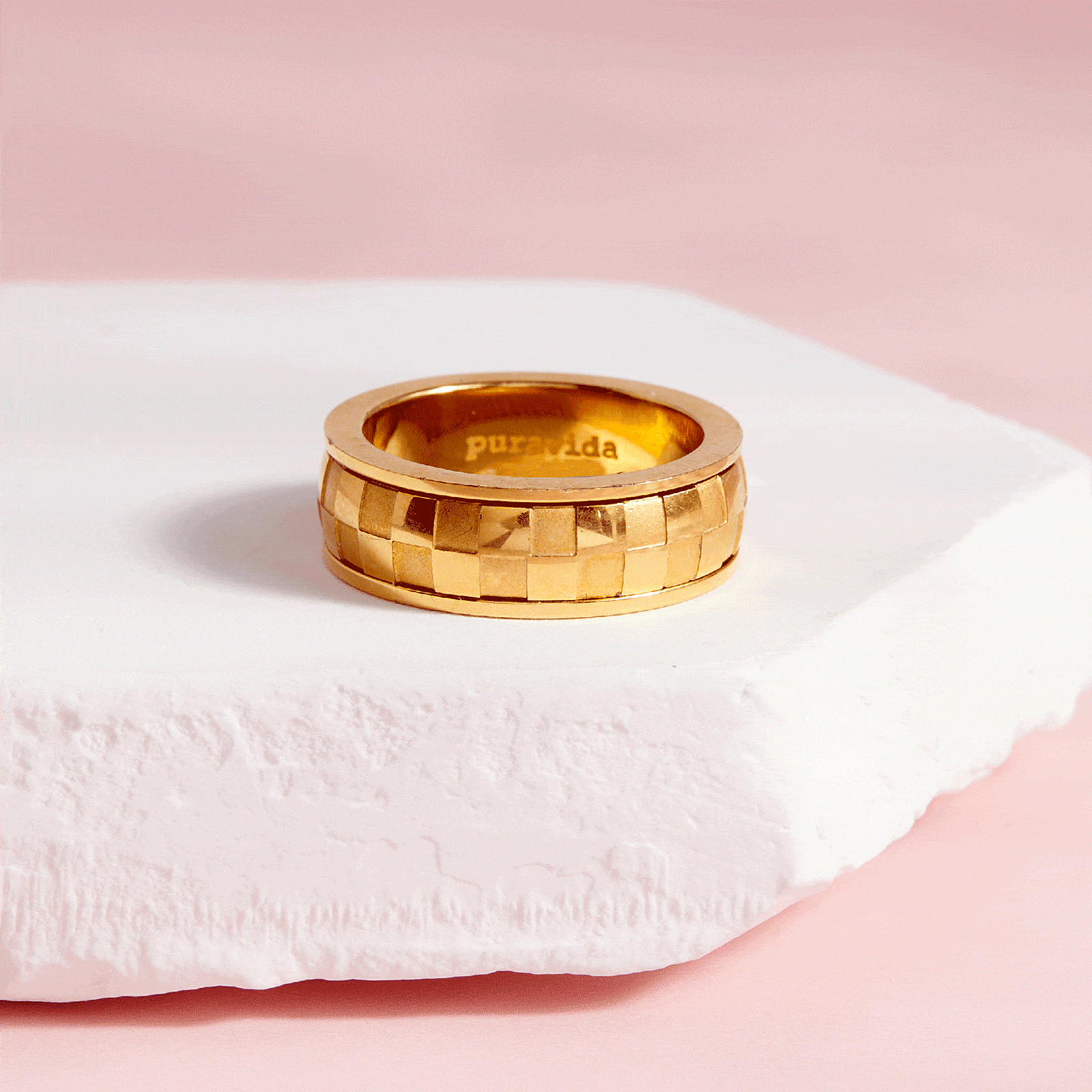 Gold Check Fidget Ring - Image 4