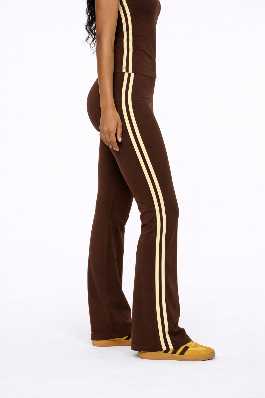 Sporty Chic Flare Pants With Stripes - Image 2
