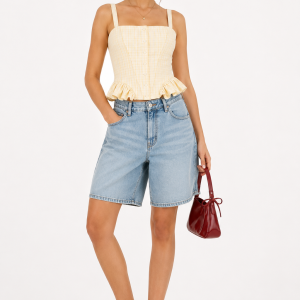 Button Front Peplum Top