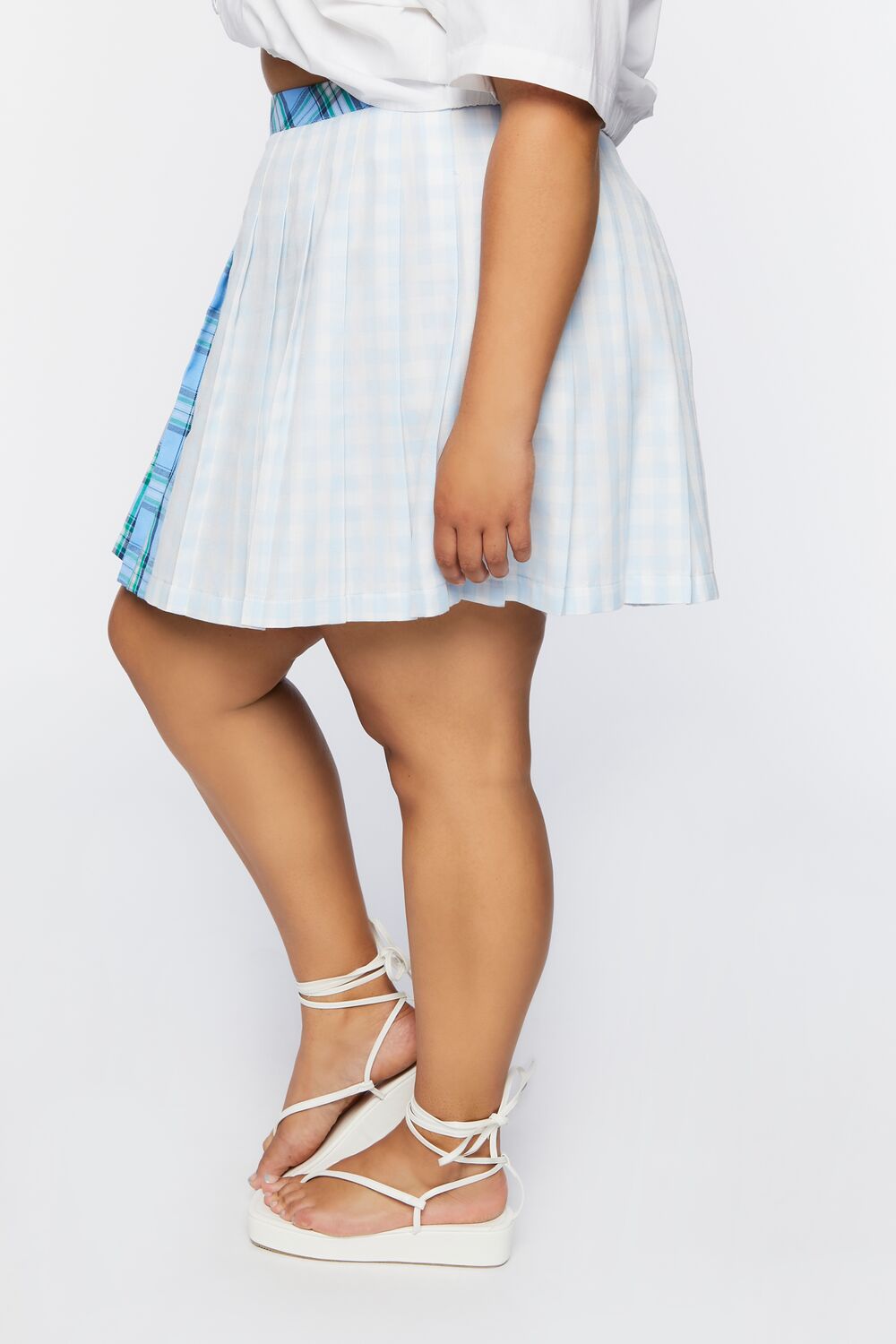 Plus Size Reworked Plaid Mini Skirt - Image 3