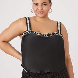 Plus Size Rhinestone-Trim Cami