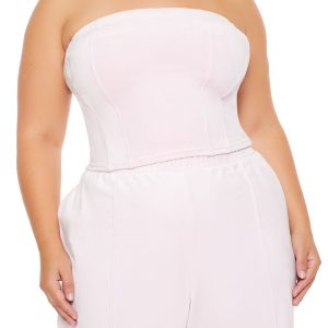 Plus Size Velour Cropped Tube Top