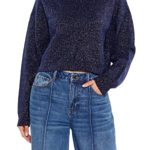 Glitter Knit Turtleneck Sweater
