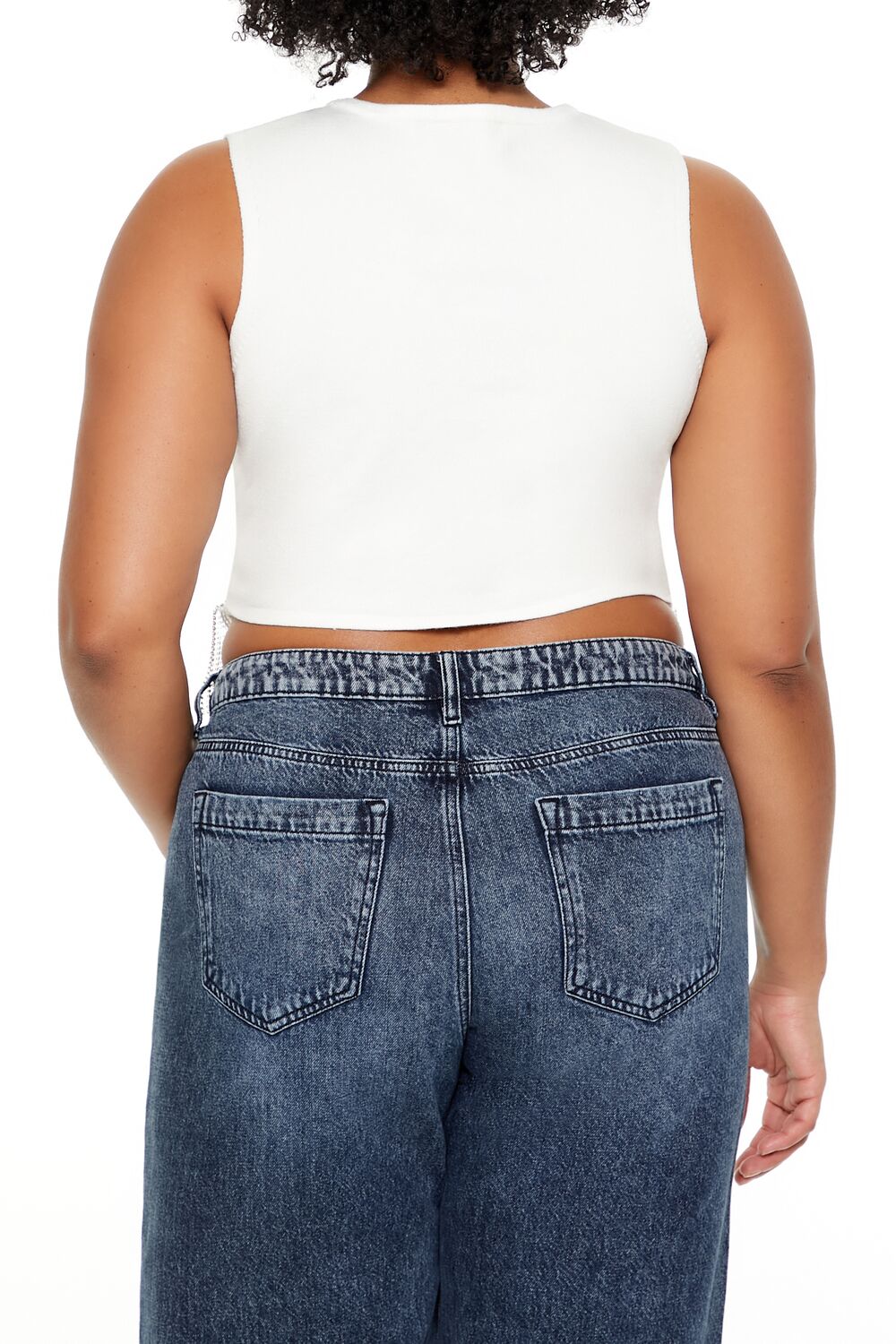 Plus Size Sweater-Knit Rhinestone Crop Top - Image 5