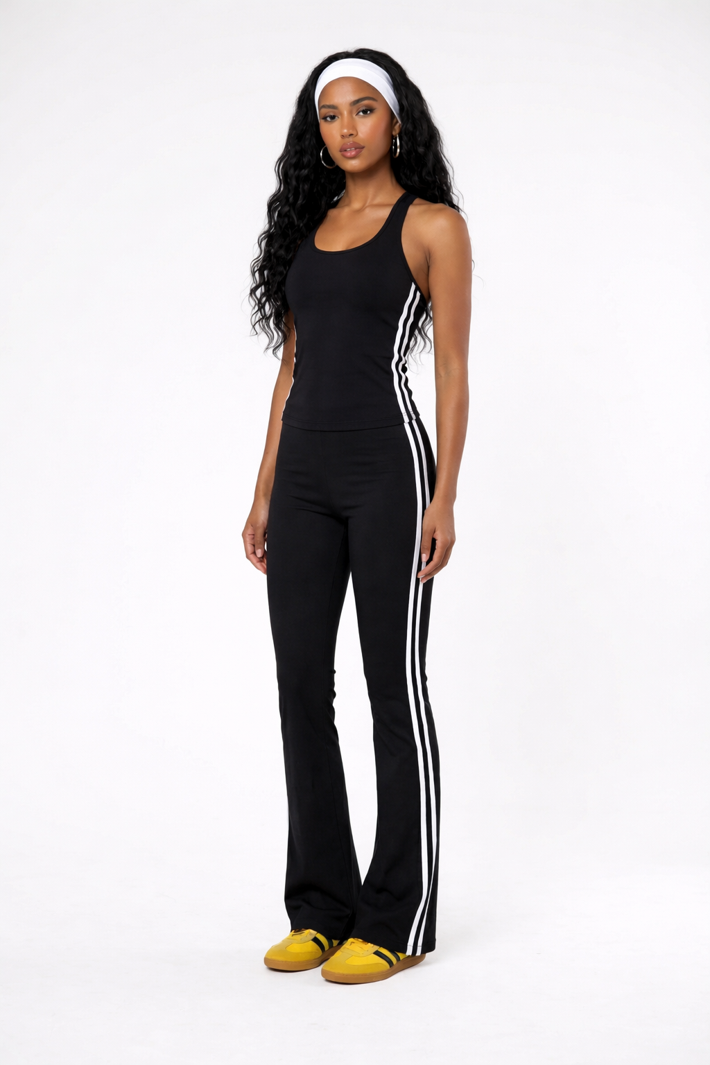 Sporty Chic Flare Pants With Stripes - Image 3